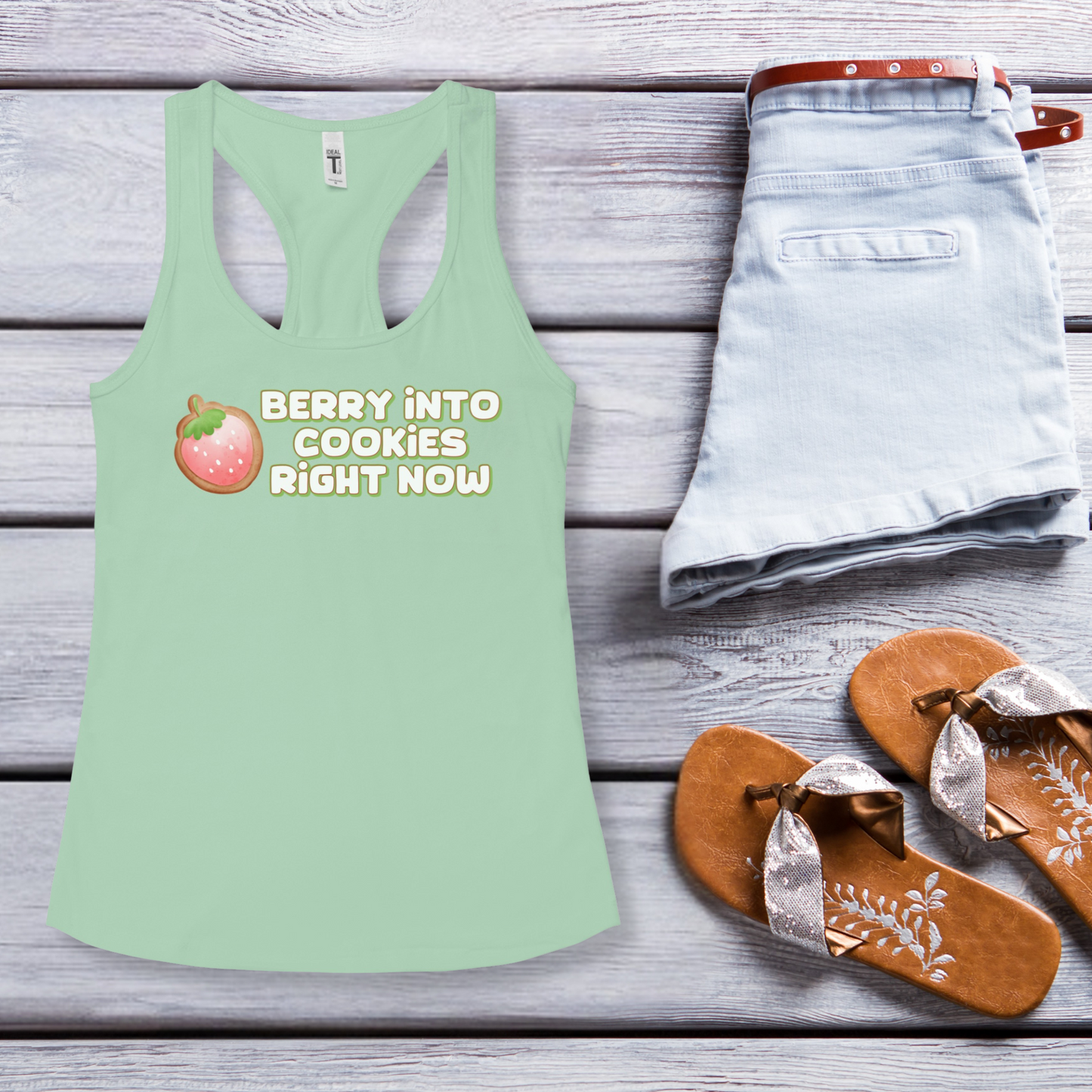 Berry Into Cookies Right Now Racerback Tank