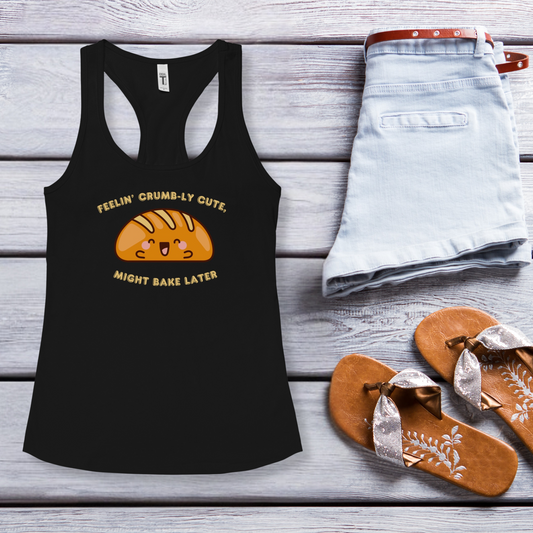 Feelin' Crumb-ly Cute, Might Bake Later Racerback Tank